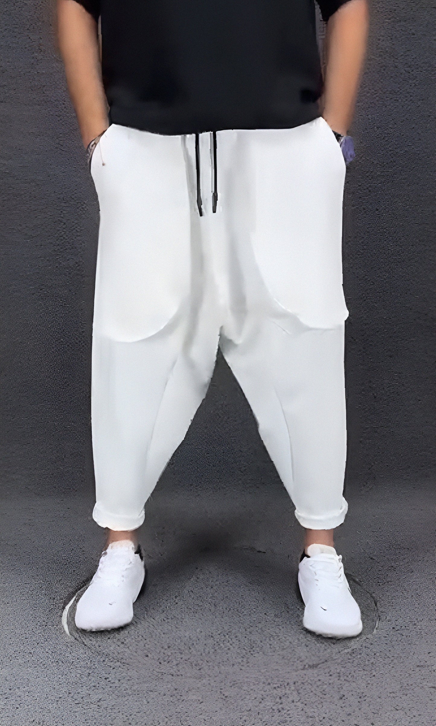 Pantaloni cu buzunare loose si siret H107