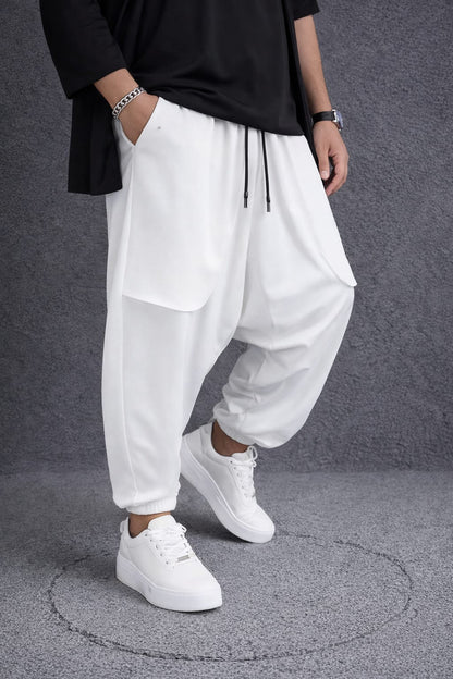 Pantaloni cu buzunare loose si siret H107