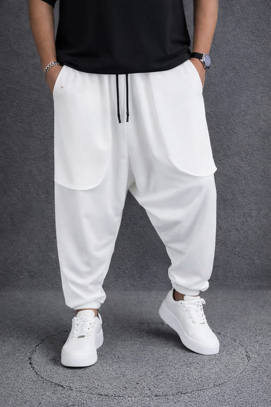 Pantaloni cu buzunare loose si siret H107