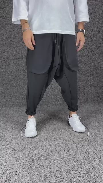 Pantaloni cu buzunare loose si siret H107
